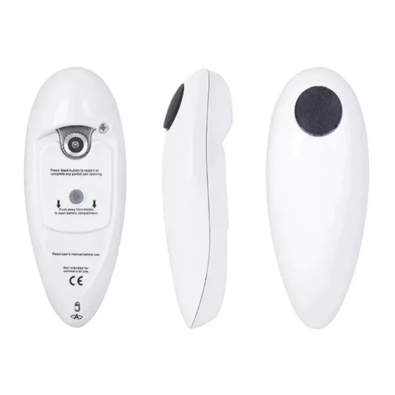 #21 ABRIDOR LATA ELETRICO AUTOMATICO PILHA GIRATORIO BRANCO PORTATIL