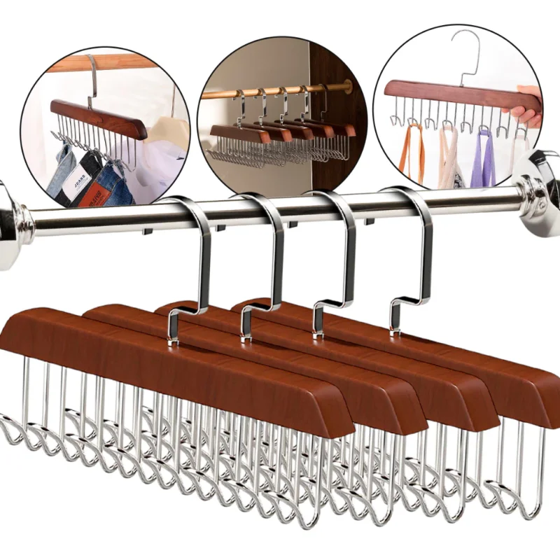 #38 Kit 4 Cabide de Madeira Multi-uso Para Cintos Gravatas Cachecóis Sutiãs Colares Organizador em Geral