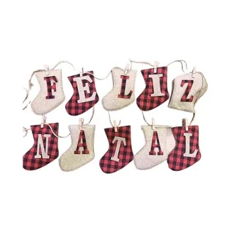 corda c/botas feliz natal/10 pregador 15cmX1.5cm
