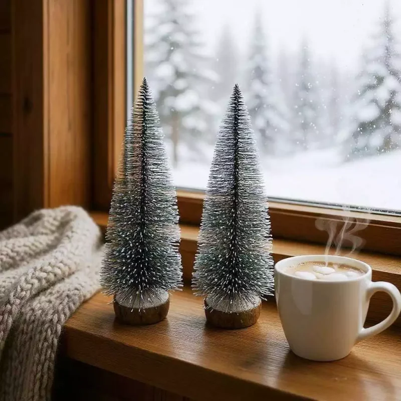 Kit 2 Mini Arvore de Natal Nevada 20cm Enfeite Mesa Natalino